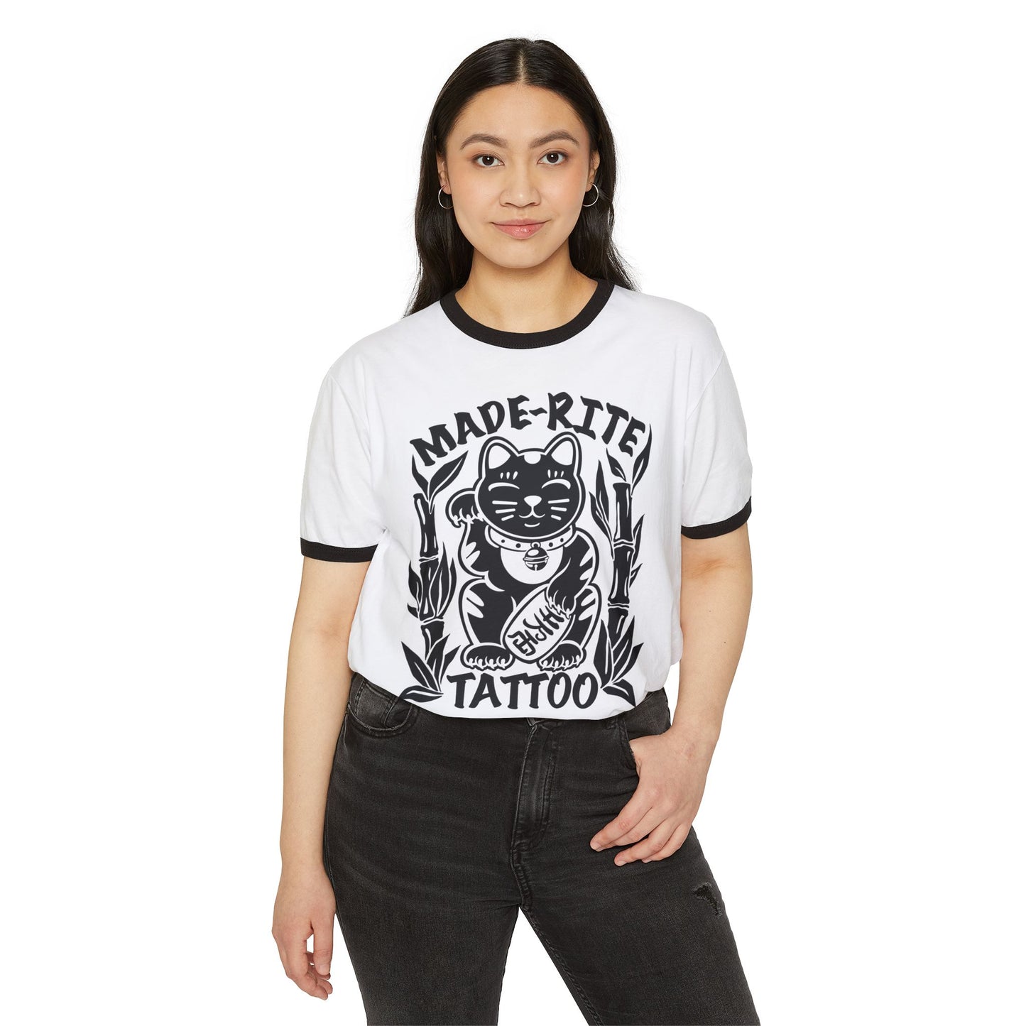 Lucky Cat Cotton Ringer T-Shirt