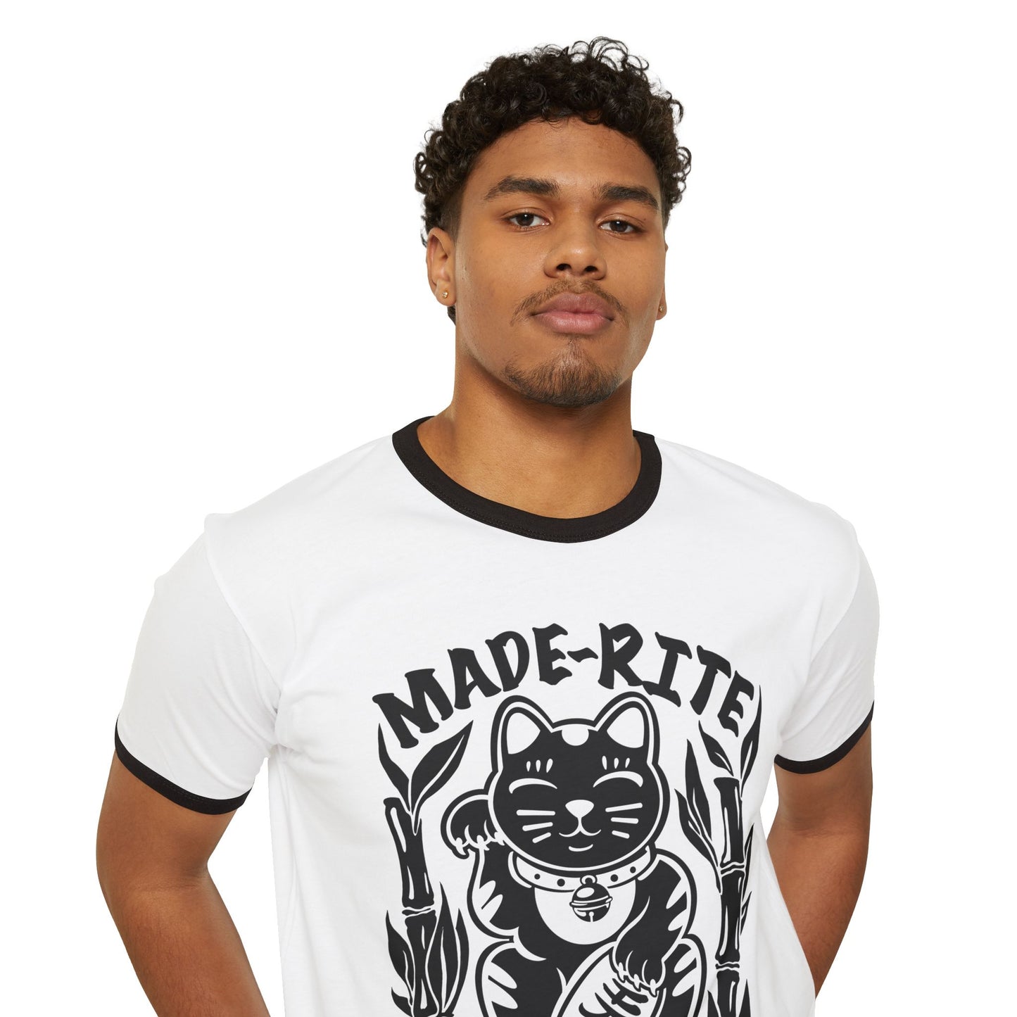 Lucky Cat Cotton Ringer T-Shirt