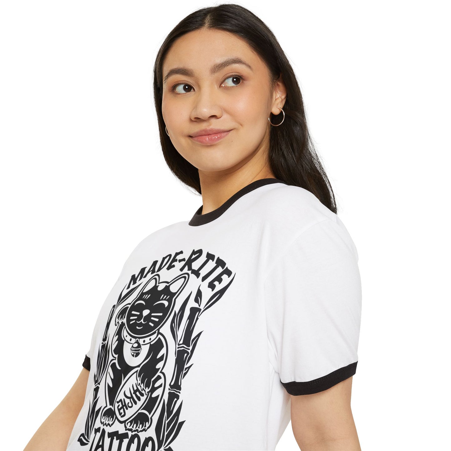 Lucky Cat Cotton Ringer T-Shirt