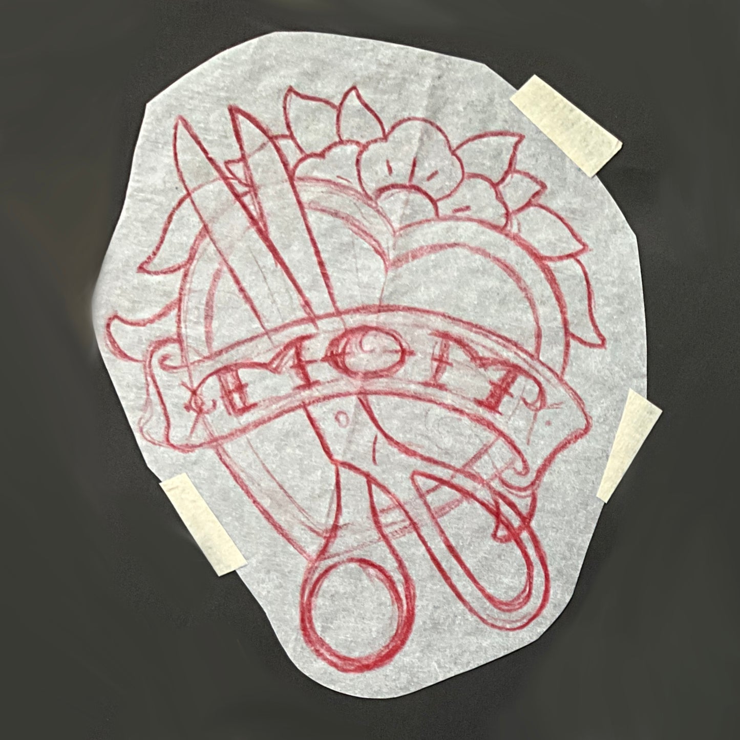 Mom heart with fabric scissors