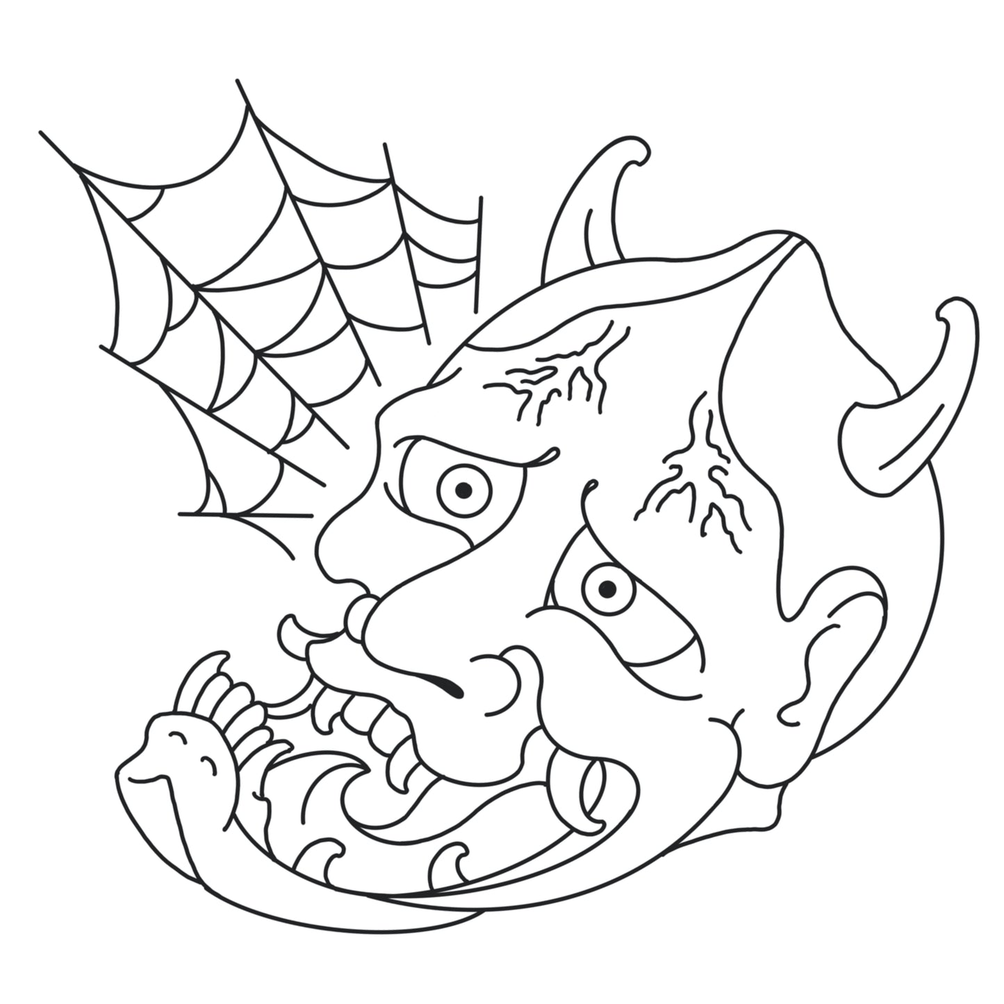 Wonky hannya w/ spider web