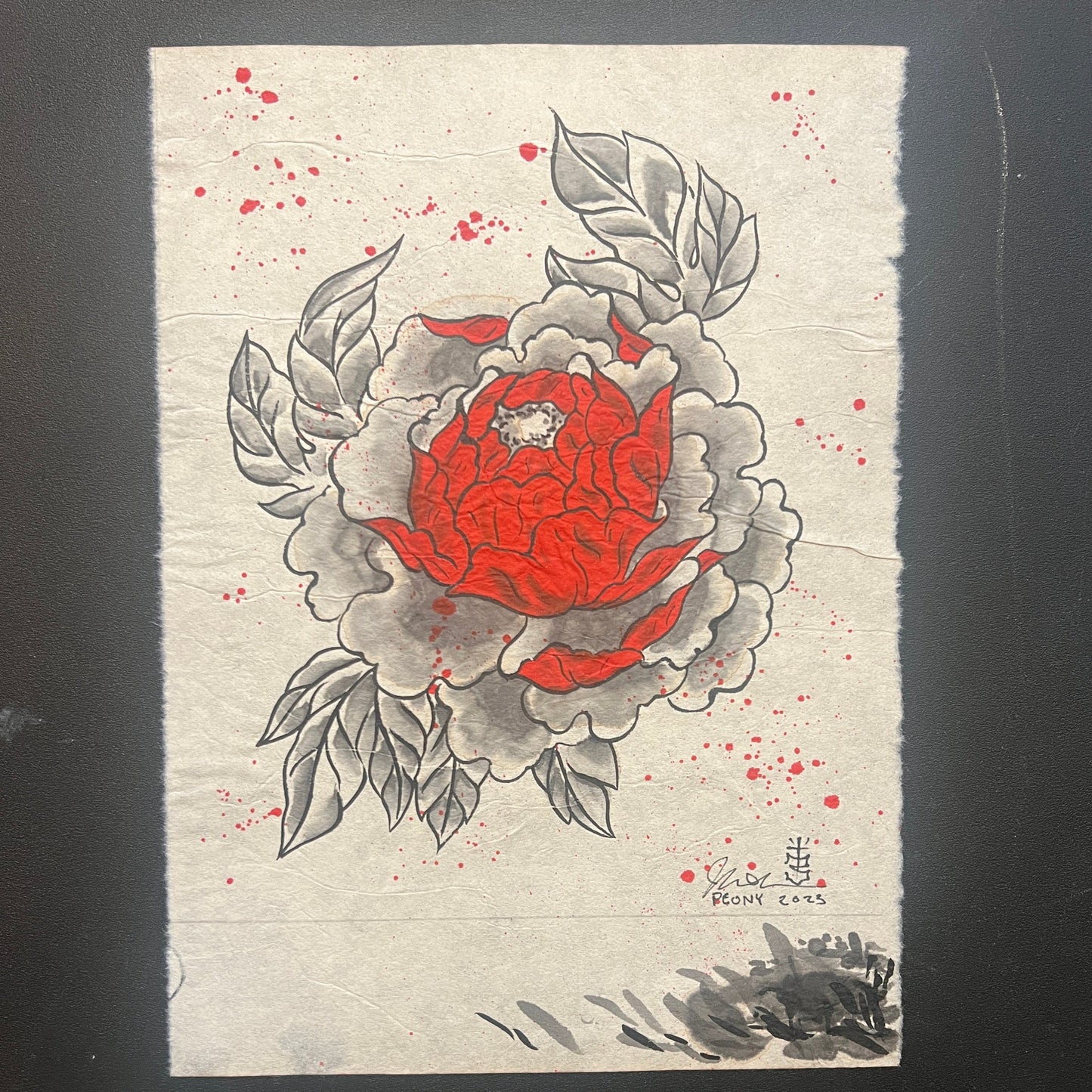 Peony flower - Original Art by John Biswell
