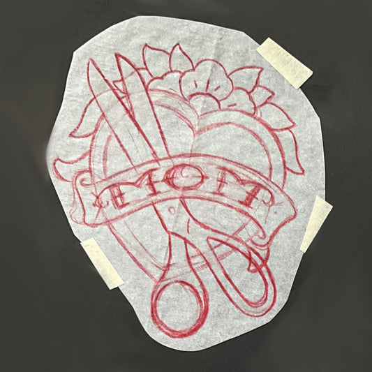 Mom heart with fabric scissors