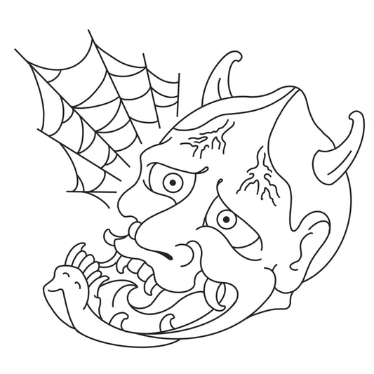 Wonky hannya w/ spider web