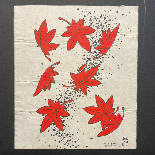 Japanese maple leaves -Original fine art painting by John Biswell
